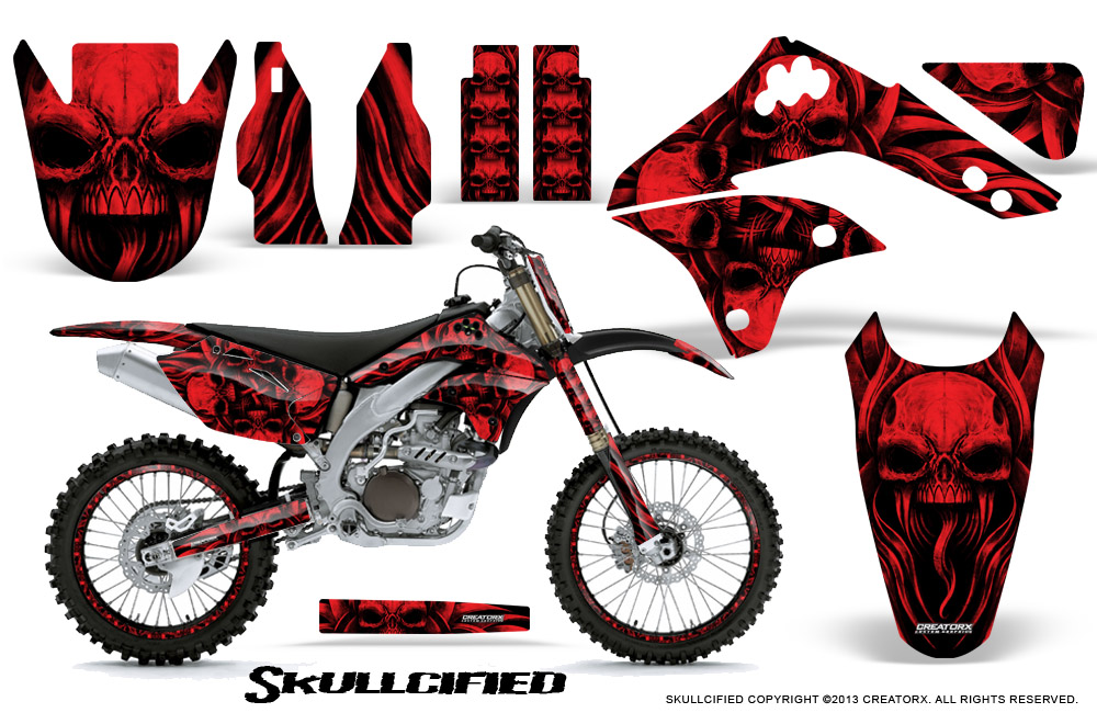 Kawasaki KX450F 06 08 Graphics Kit Skullcified Red NP Rims